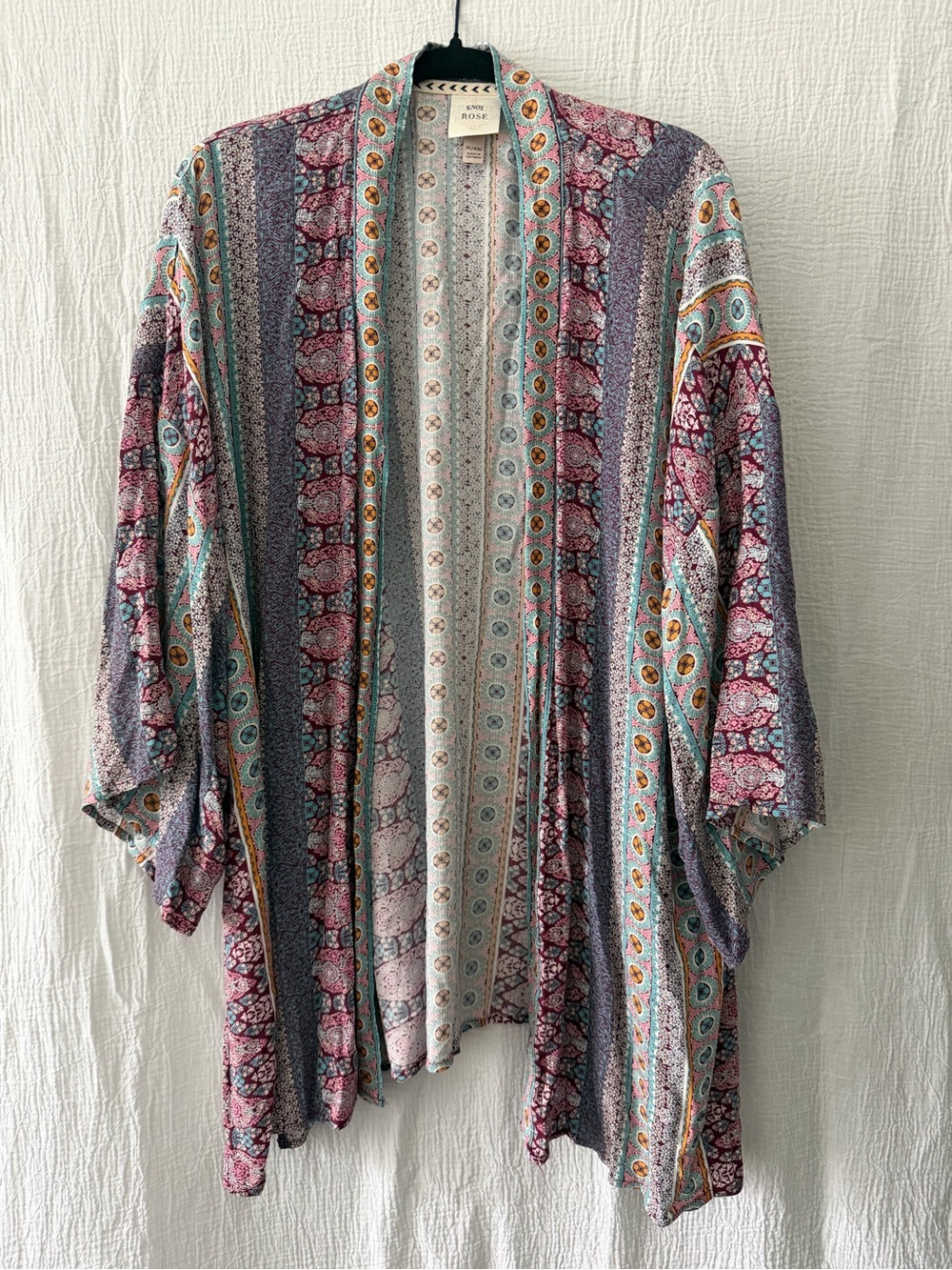 Knox Rose Multi-Color Open-Front Kimono Cardigan